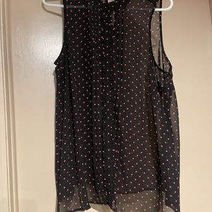 Torrid size 1 tank top shear black with pink polka dots